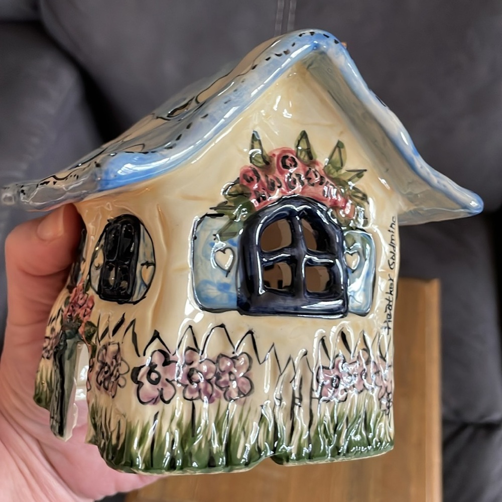 🌎Blue Sky Clayworks Tea Light House Heather Goldminc Little Bit of Heaven 2001 - Picture 9 of 16